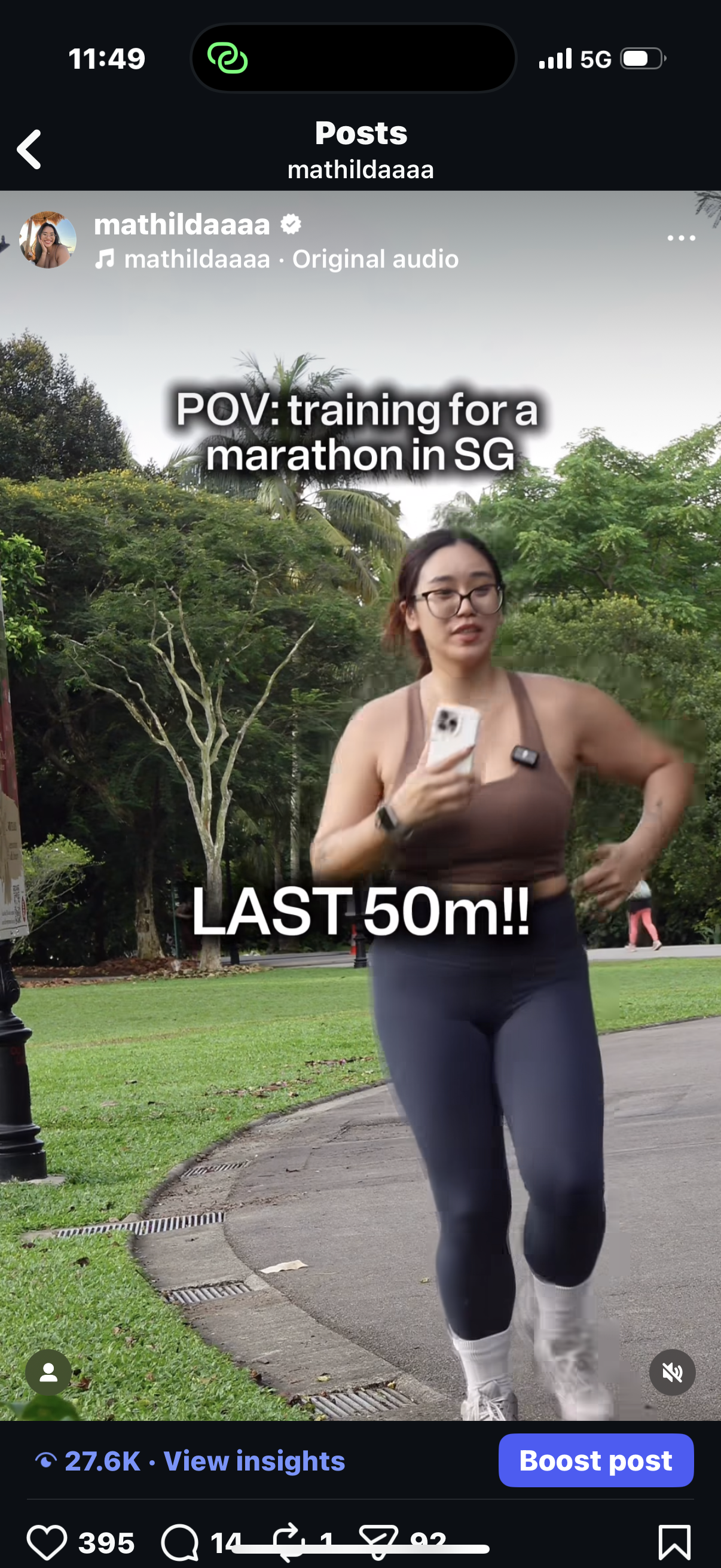 mathilda huang content creator based in singapore is running in this photo as part of an advertisement with rhinoshield