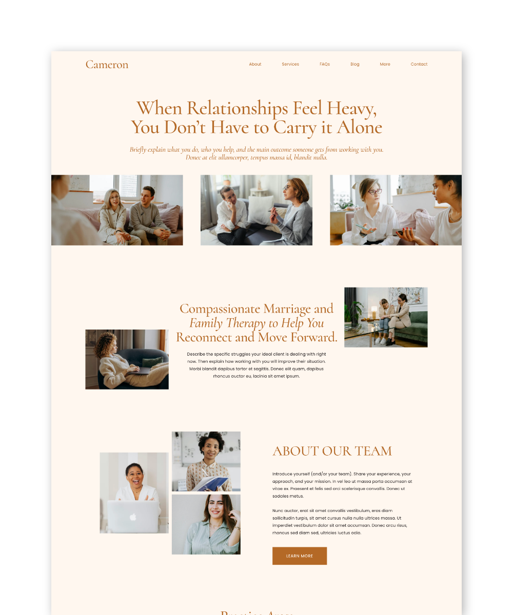 Cameron — Squarespace 7.1 Website Template