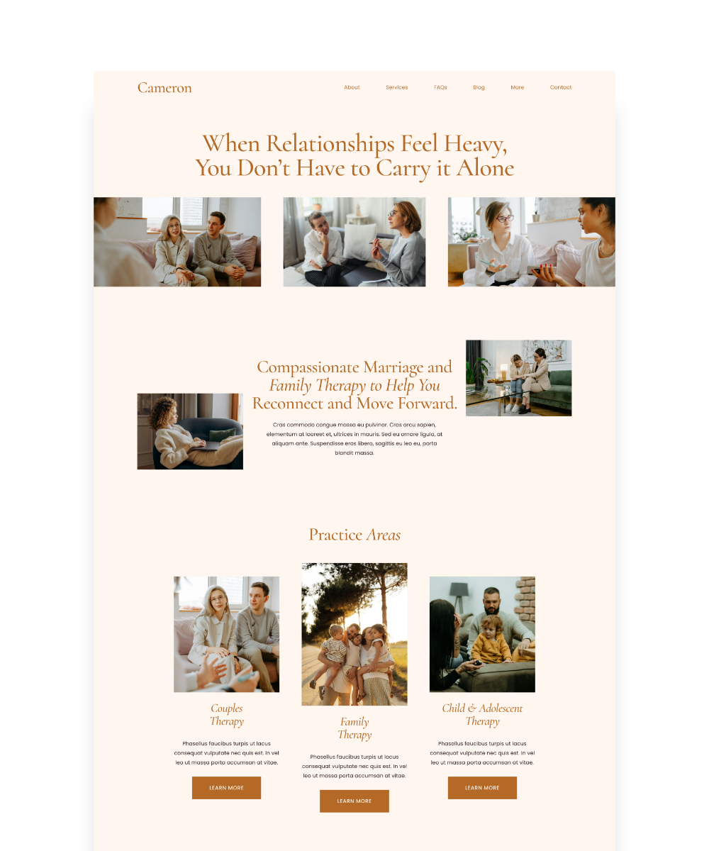 Cameron Therapist — Squarespace 7.1 Website Template