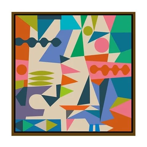 Working on a series of prints for linen based on the sea, boats, and my local marina. This is titled “Regatta”. The geometric shapes and forms are all derived from there. I have created this print after many photos and sketches on my walk
