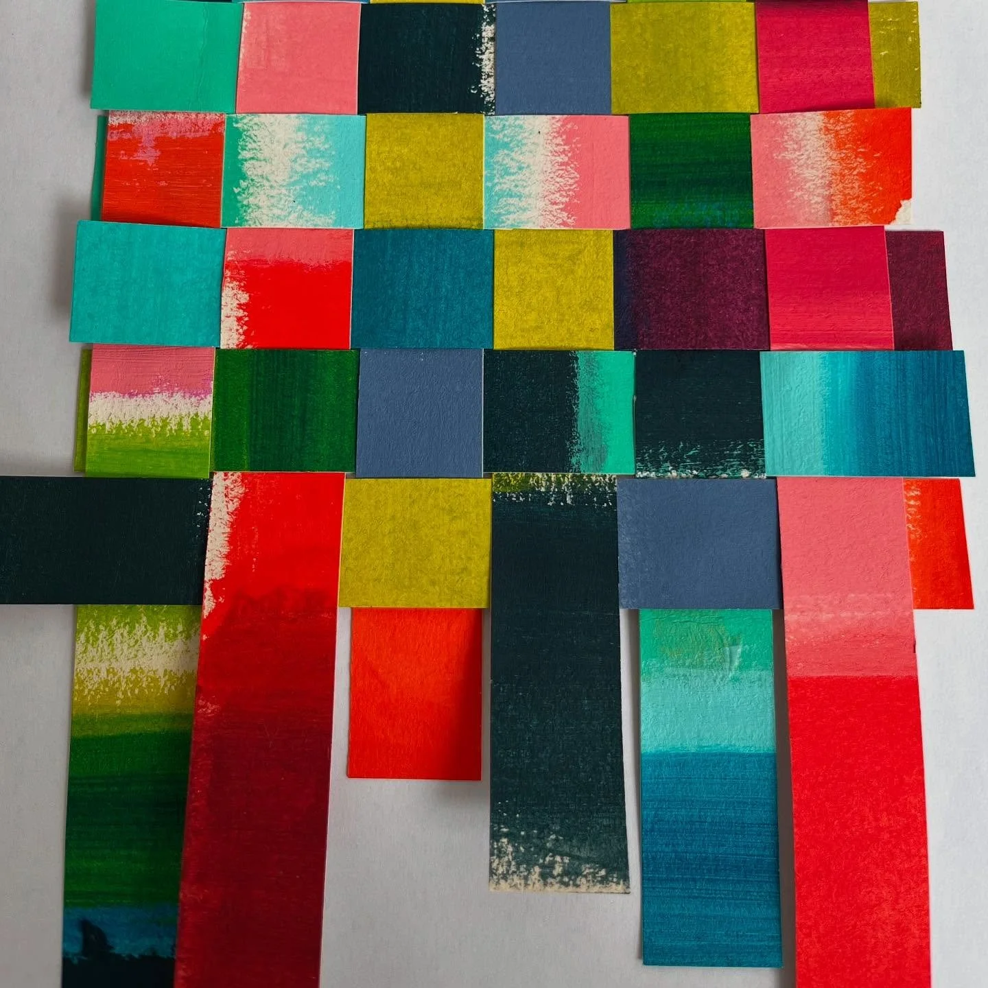Paper weaving again&hellip;.lets see where this goes! #collage #paperweaving #paper #colour #pattern #inspiration #shirleycopperwhite