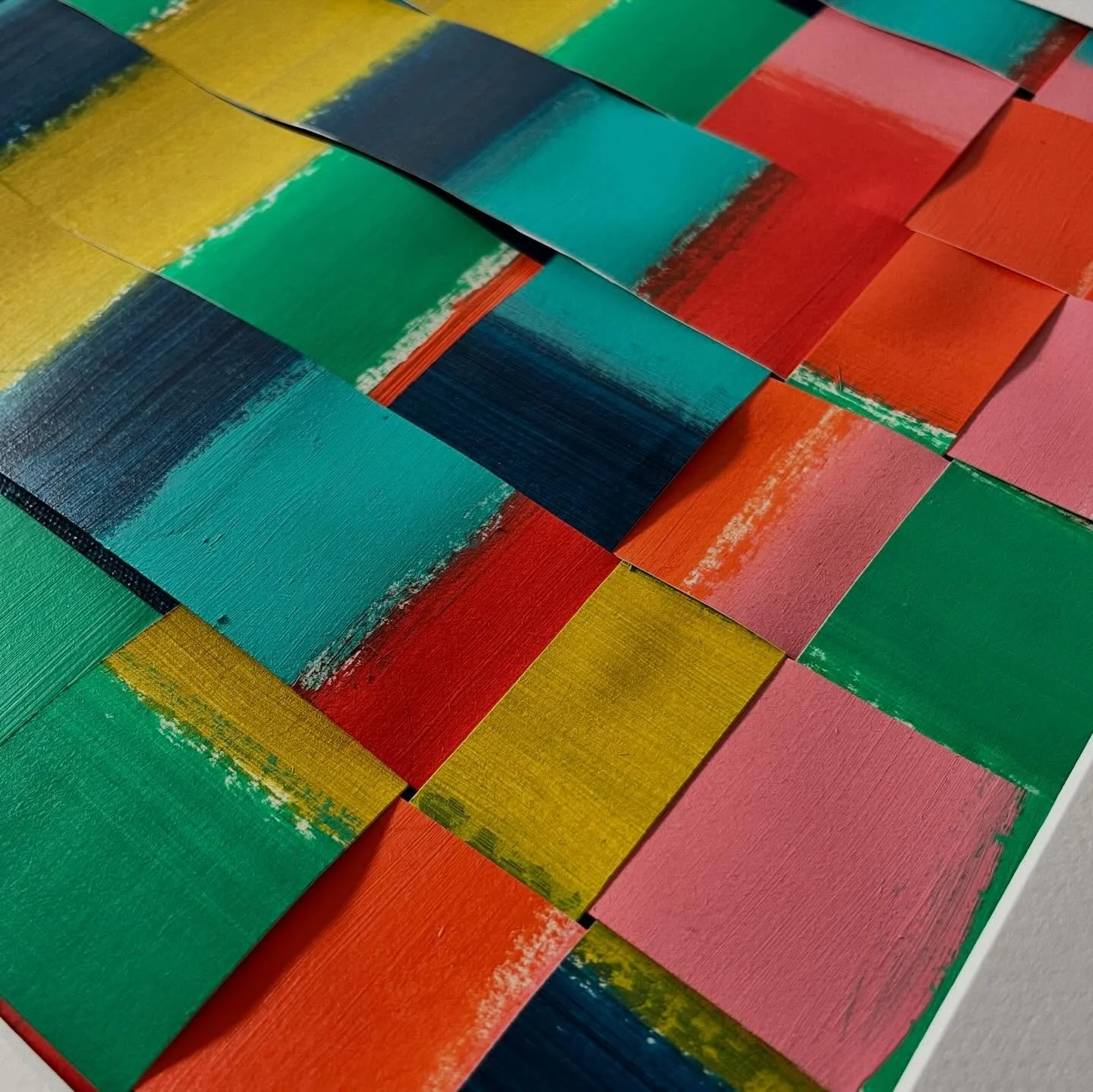 Its a collage day in studio. Dark and grey outside&hellip;colourful in studio!! #irishart #collage #colour #pattern