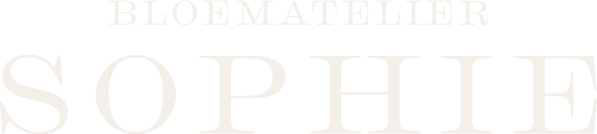 Logo van bloemisterij Sophie met grote letters en zwarte achtergrond.