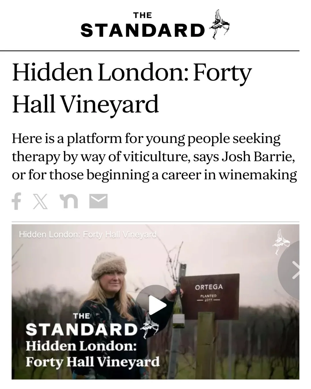Forty Hall Vineyard has been named in a list of the Evening Standard&rsquo;s &lsquo;40 magnificent hidden gems of London&rsquo; - shining a spotlight on London&rsquo;s only commercial-scale vineyard, rooted in organic farming and community spirit.

B
