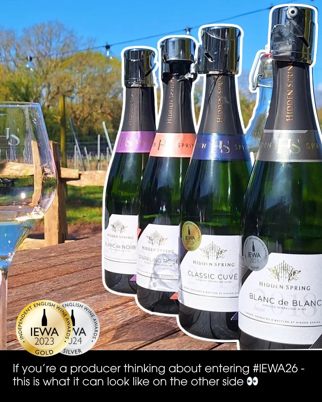 Our friends @hiddenspringvineyard bringing the sunshine and the silverware. IEWA medals looking very much at home on these bottles 👌 

A seriously tidy sparkling line-up from East Sussex. If you needed a nudge to explore more&hellip; this is it.

An