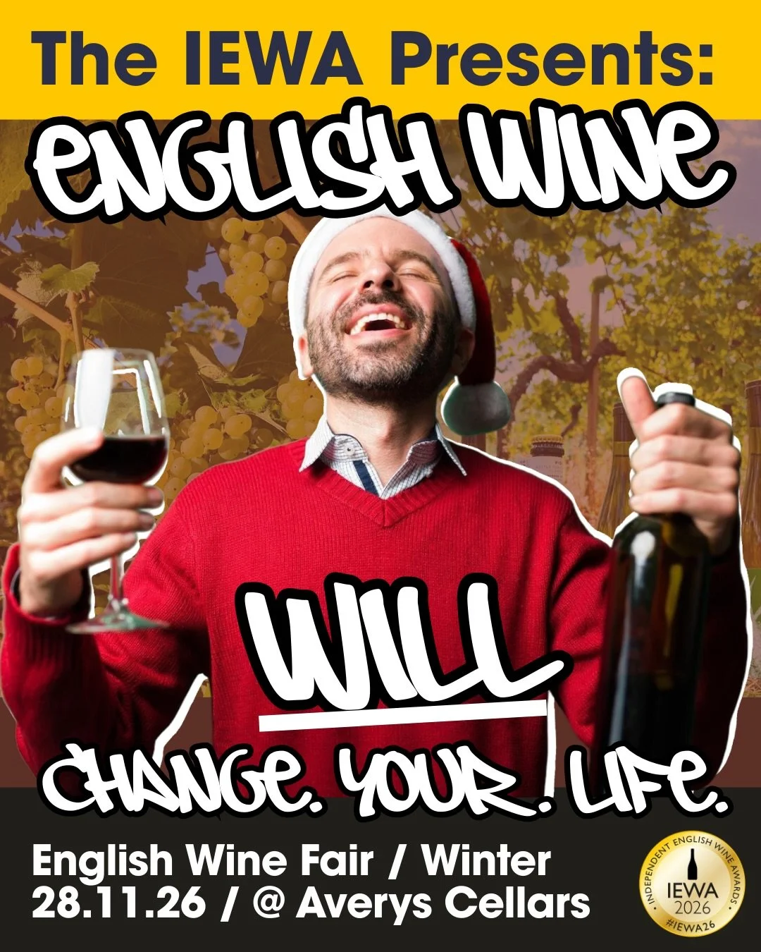 The IEWA Winter Wine Fair: We&rsquo;re back!!!
English Wine Will Change Your Life 🍷🔥🥂

On Saturday 28th Nov, Bristol once again becomes the beating heart of independent English wine, as 14 IEWA medal-winning producers take over the historic vaulte