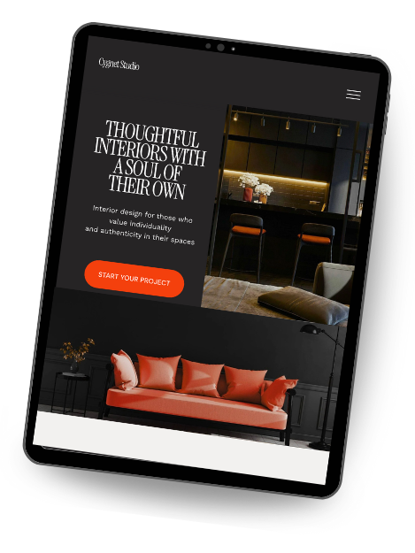 This dark and moody luxury interior design Squarespace template features the brand name "Cygnet Studio" and the headline: "THOUGHTFUL INTERIORS WITH A SOUL OF THEIR OWN." The design is built on the StoryBrand framework.