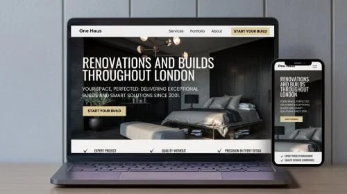 Image of the redesigned StoryBrand Squarespace version of a home builders and contractors website featuring stunning imagery, clear messaging and strategic calls to action to guide visitors to book a consultation.