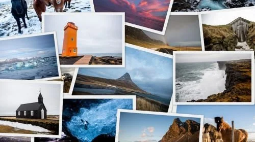 Collection of scenic images showcasing various landscapes, demonstrating the need for detailed and accurate alt text for SEO accessibility.