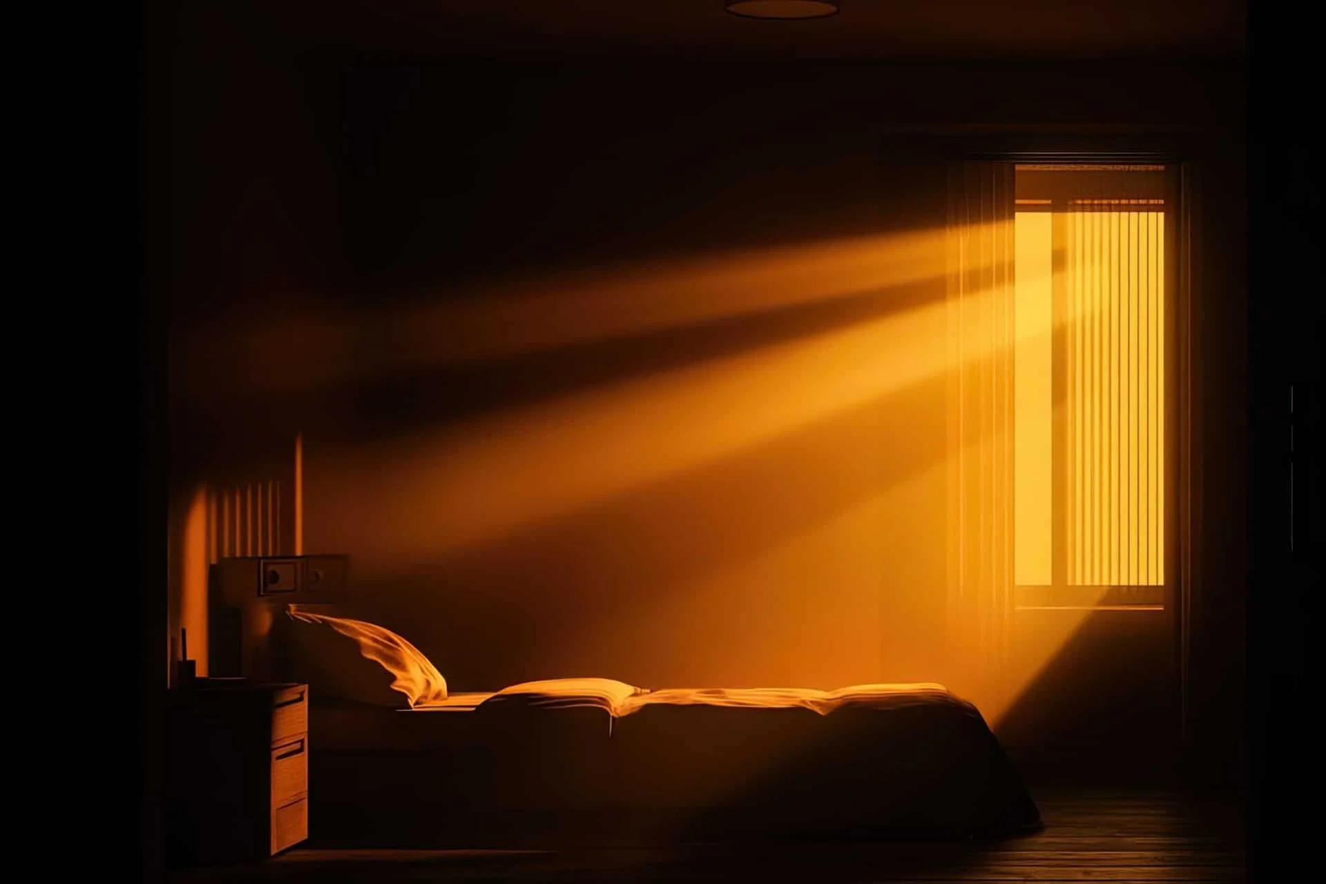 Light coming thought window treatments in the morning