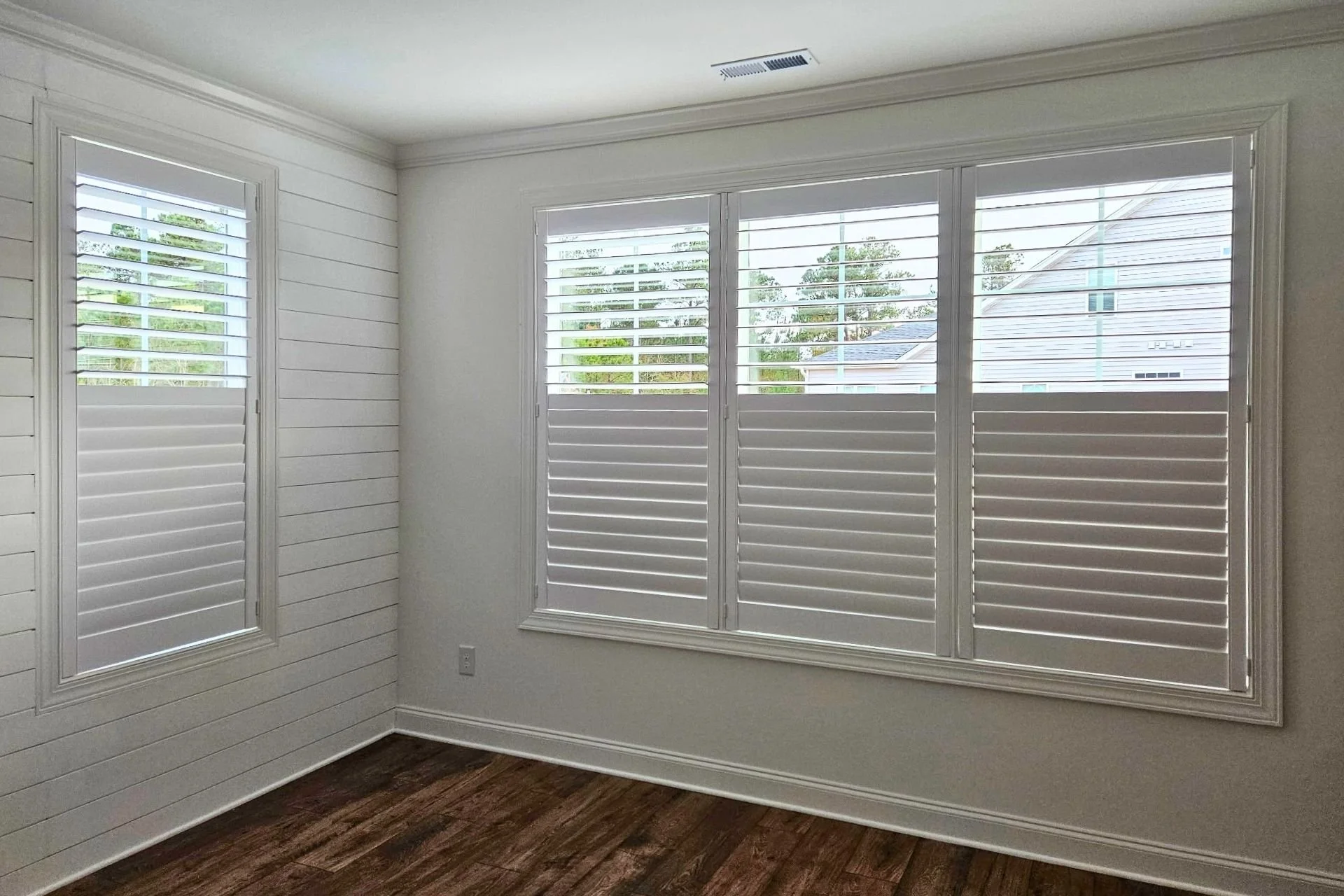 White Plantation Shutters installed by Surf City Blinds