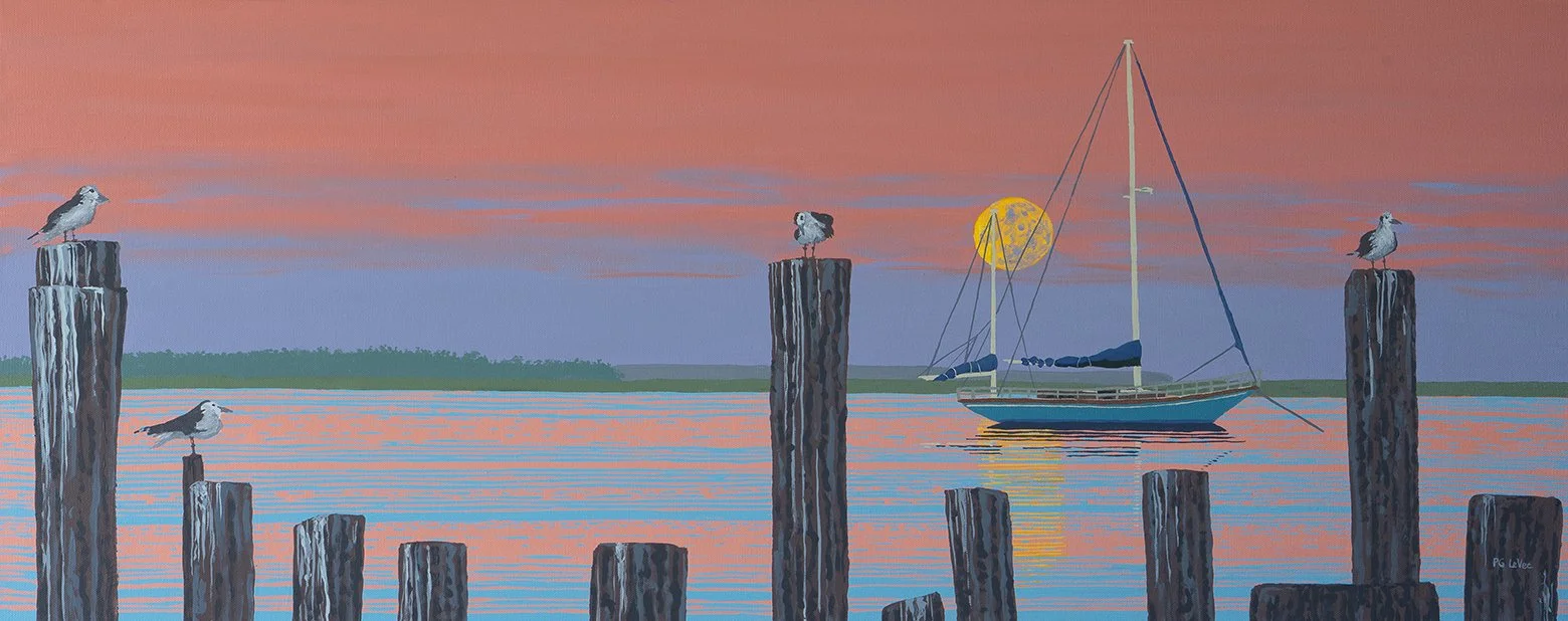 Moonset over Amelia 16 x 40