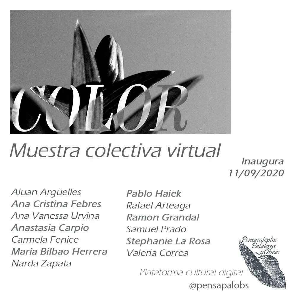 "Color", online group exhibition curated by Eddy Camejo on the website of Pensamientos Palabras. The exhibition opened on Spetember of 2020 and it is still going.