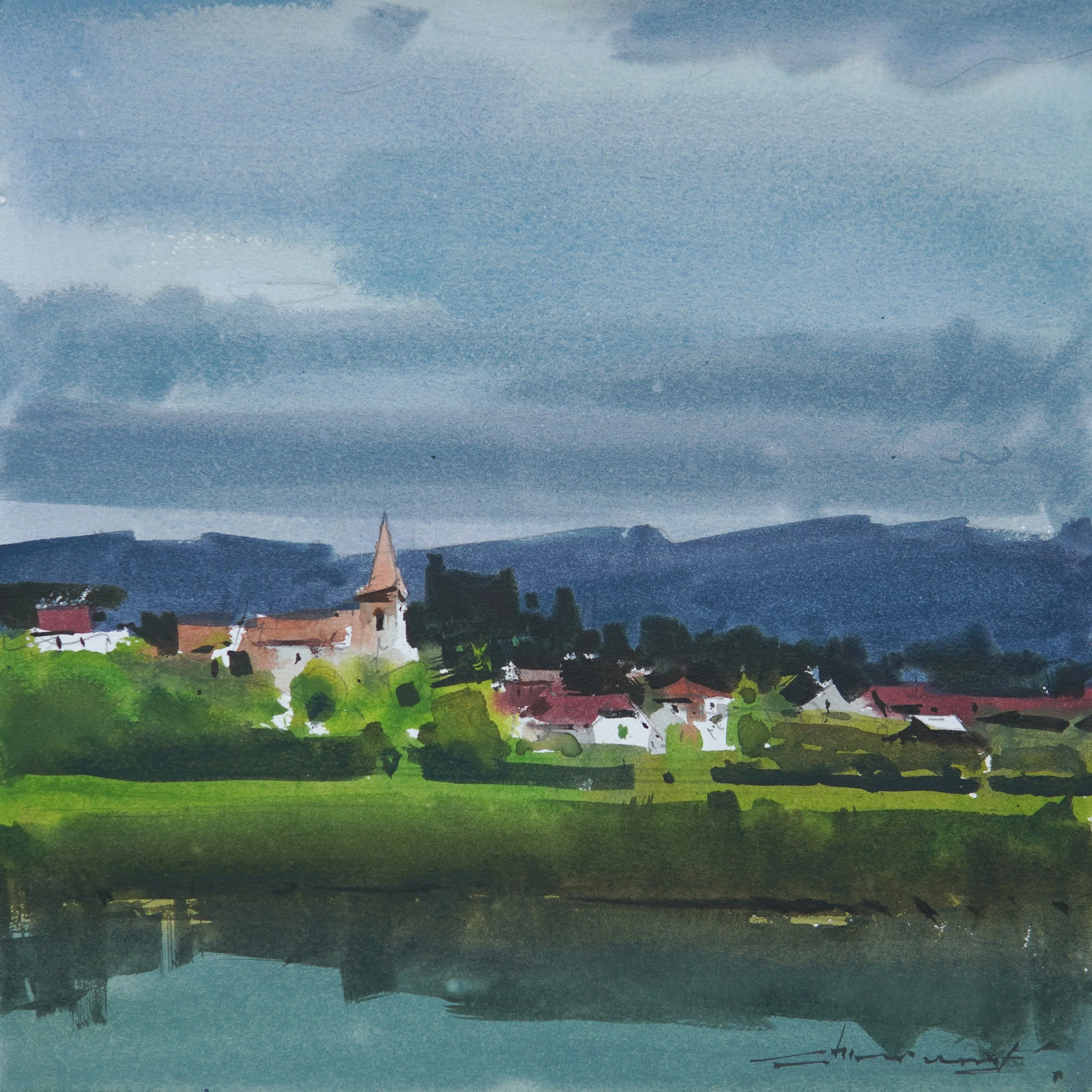 Rochemaure Aquarelle