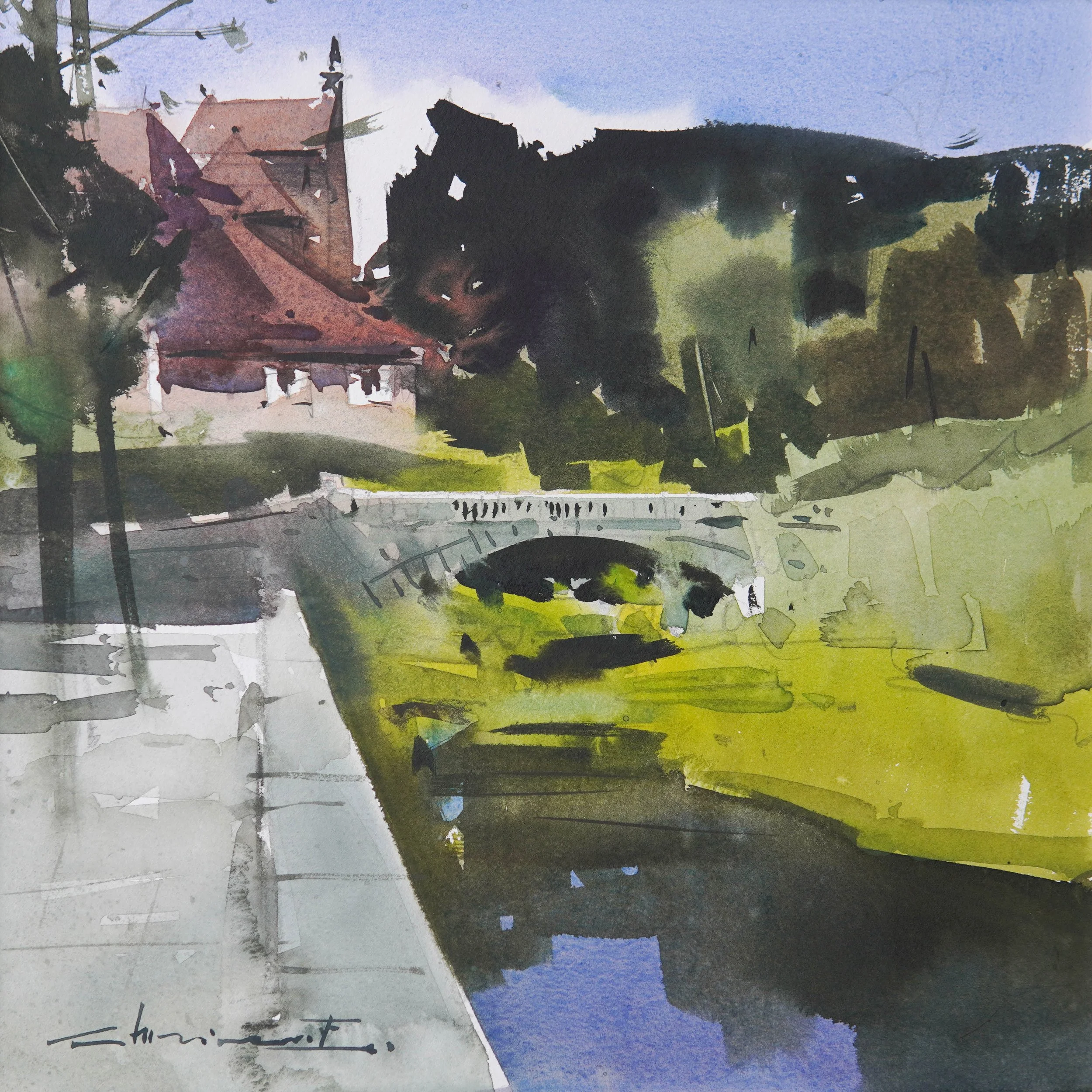 Village du Morvan I  30X30cm