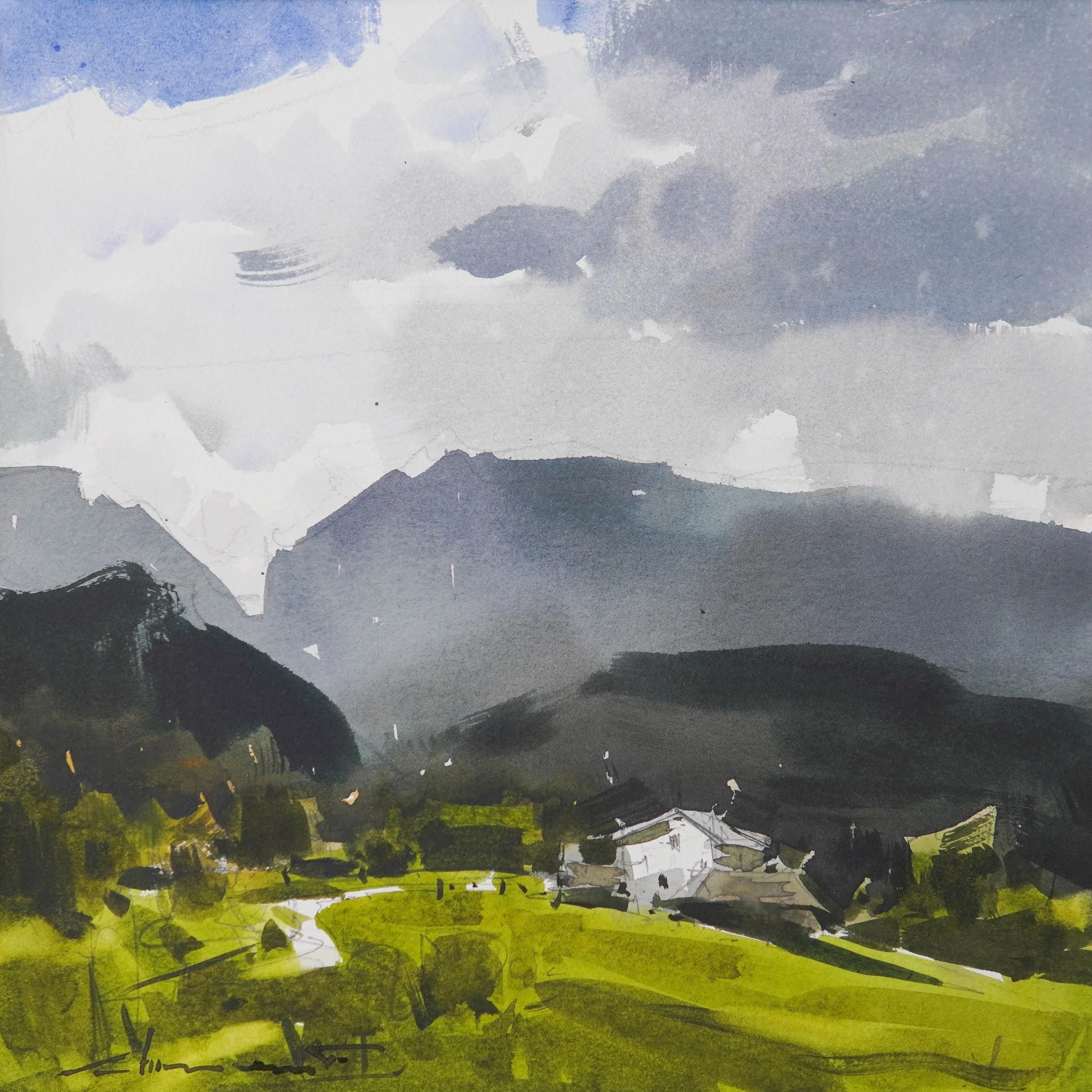 Village dans les Carpates I  30X30cm