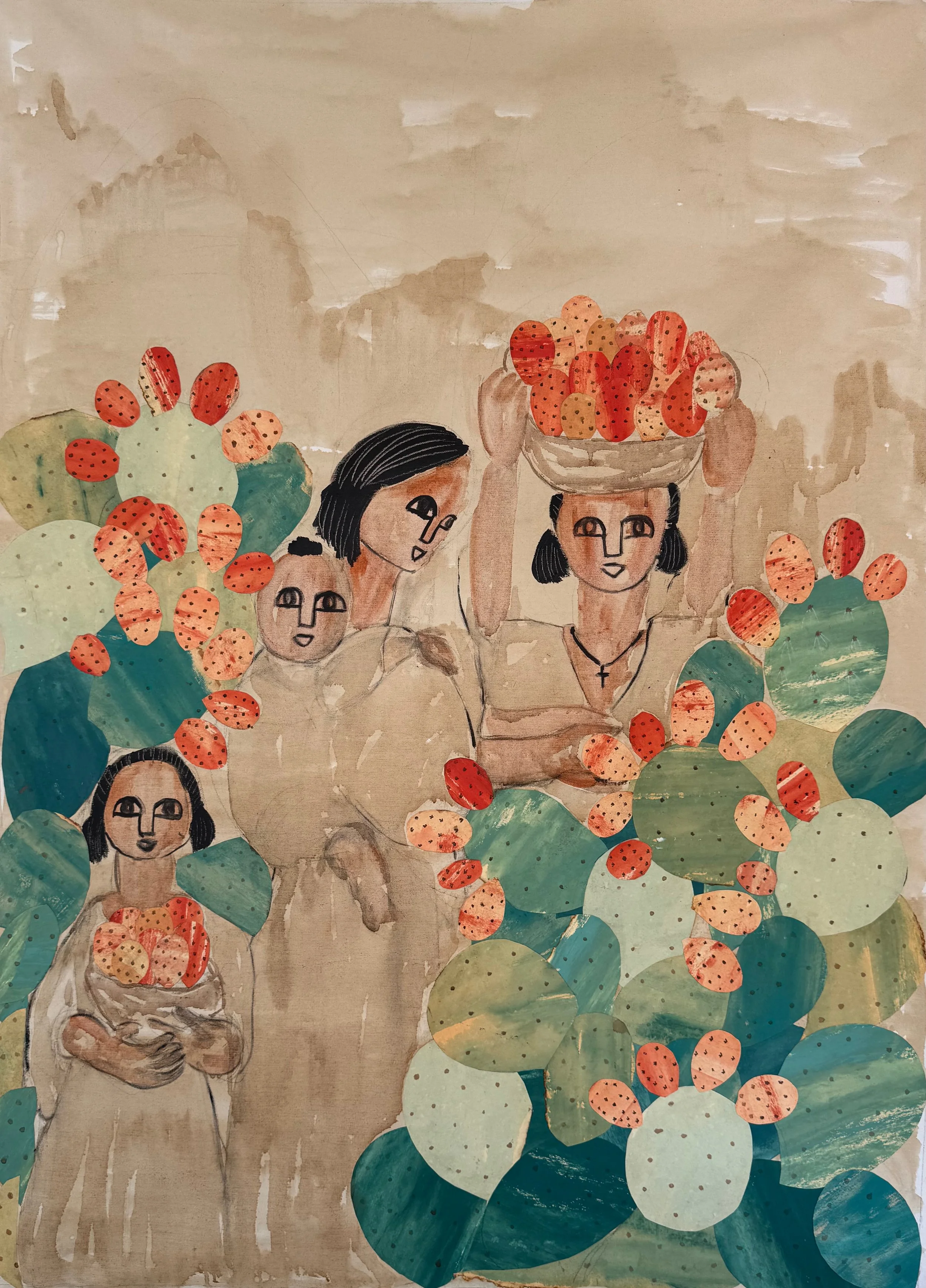 Beles, 2025
collage with coffee, watercolor paper and acrylic on canvas
47 x 34 in