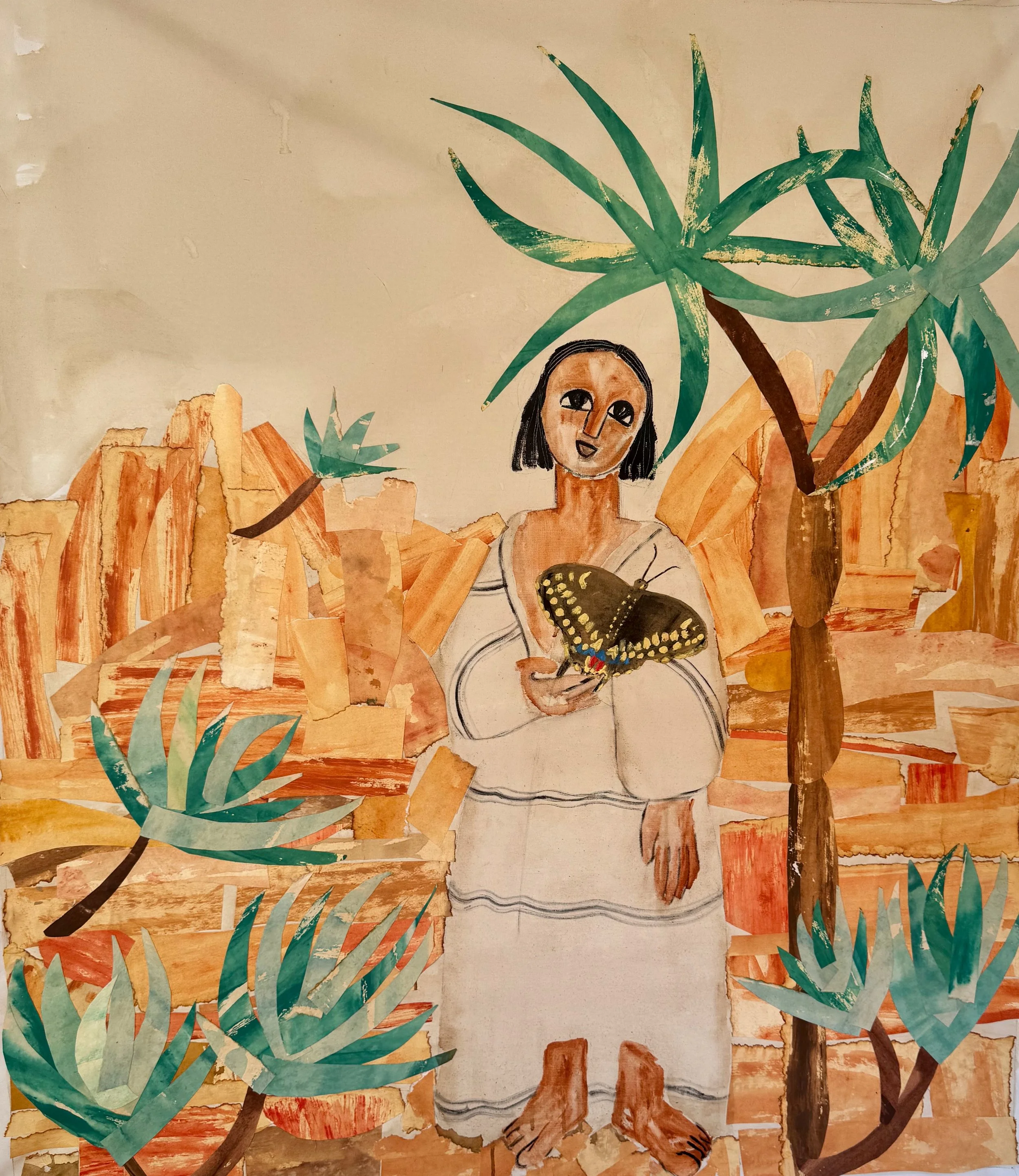 Three Seasons IV, 2025
collage with coffee, watercolor paper and acrylic on canvas
47 x 40 in