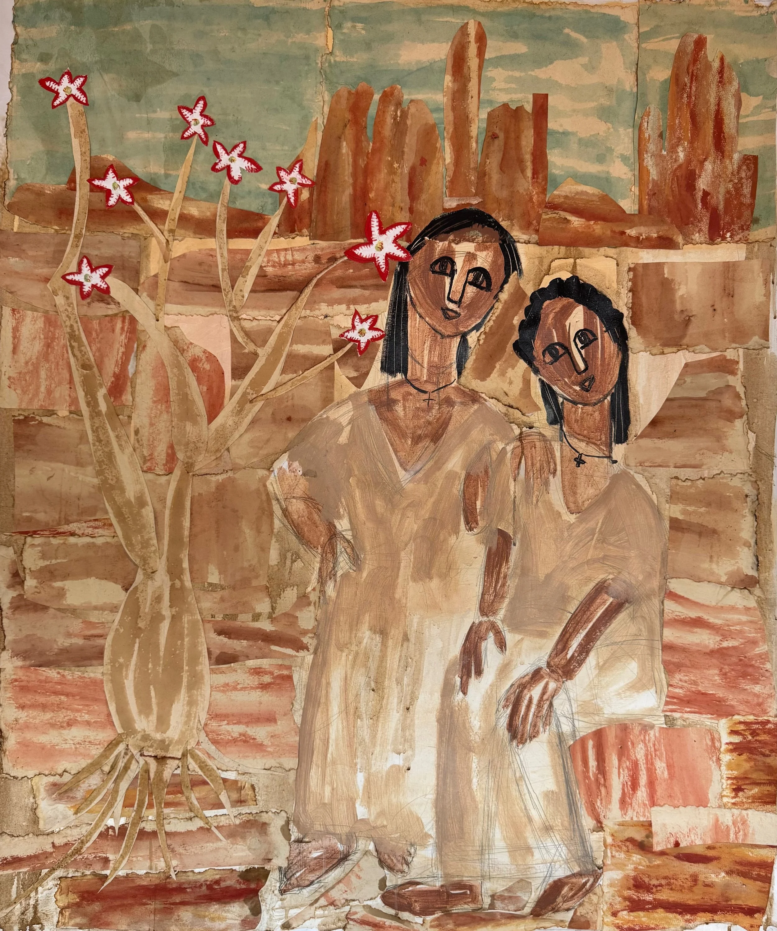 Desert Rose III, 2024
collage with coffee, watercolor paper and acrylic on canvas
47 x 39 in