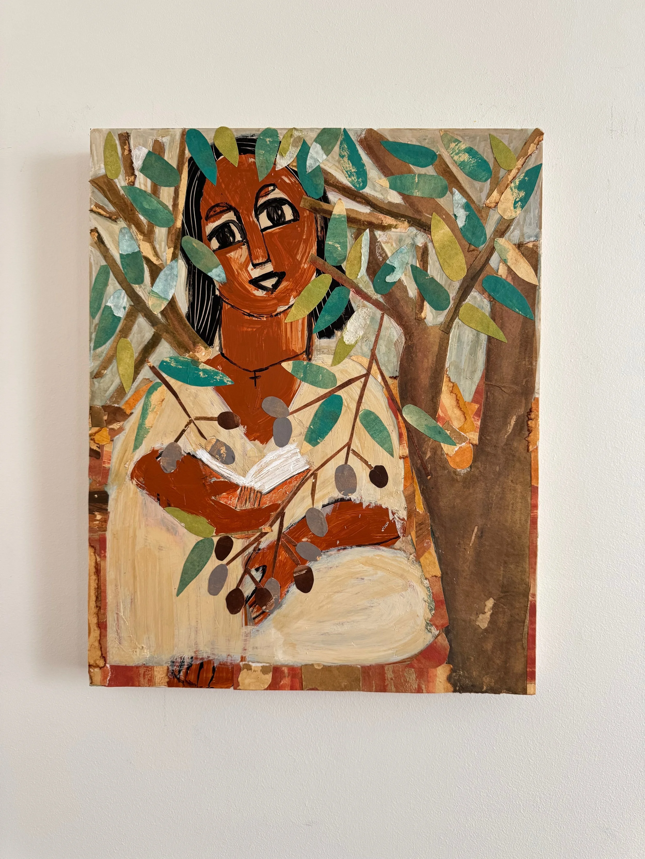 Sweet Life, 2024
collage with coffee, watercolor paper, acrylic on canvas panel
20 x 16 in