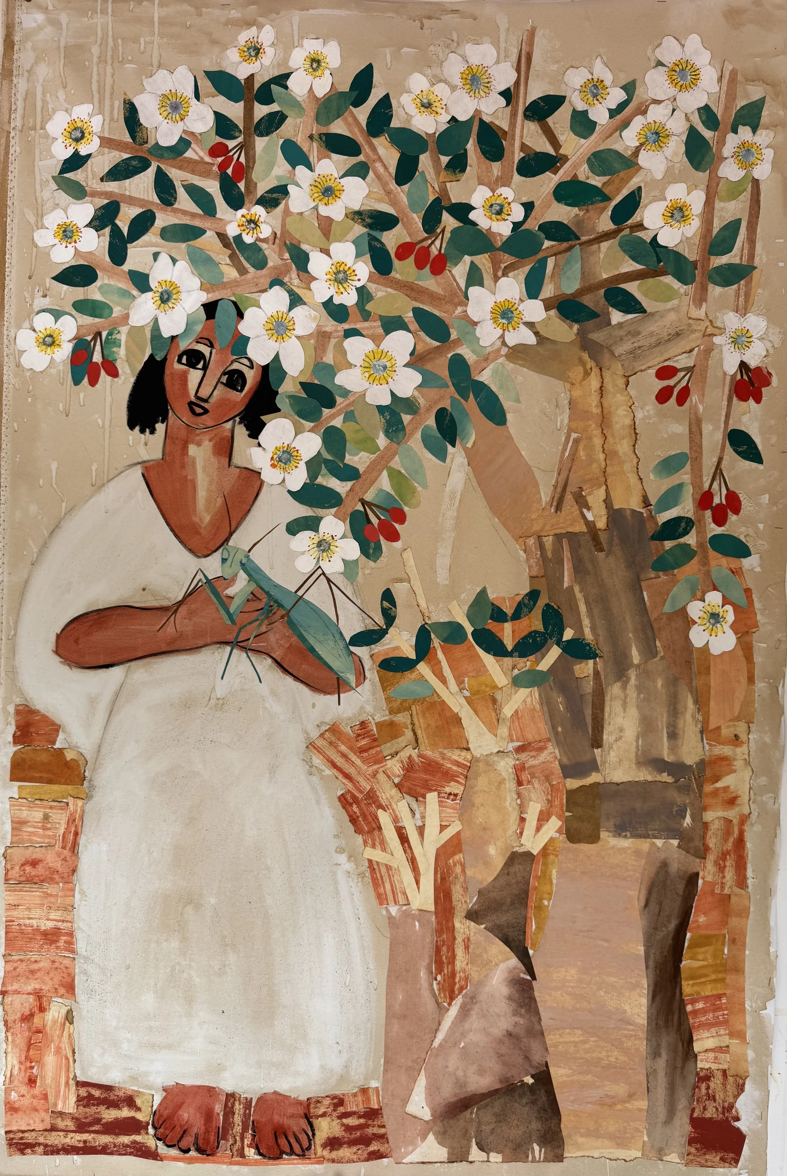 Rosa Abyssinia, 2026
collage with coffee, watercolor paper and acrylic on canvas
40x59 inch