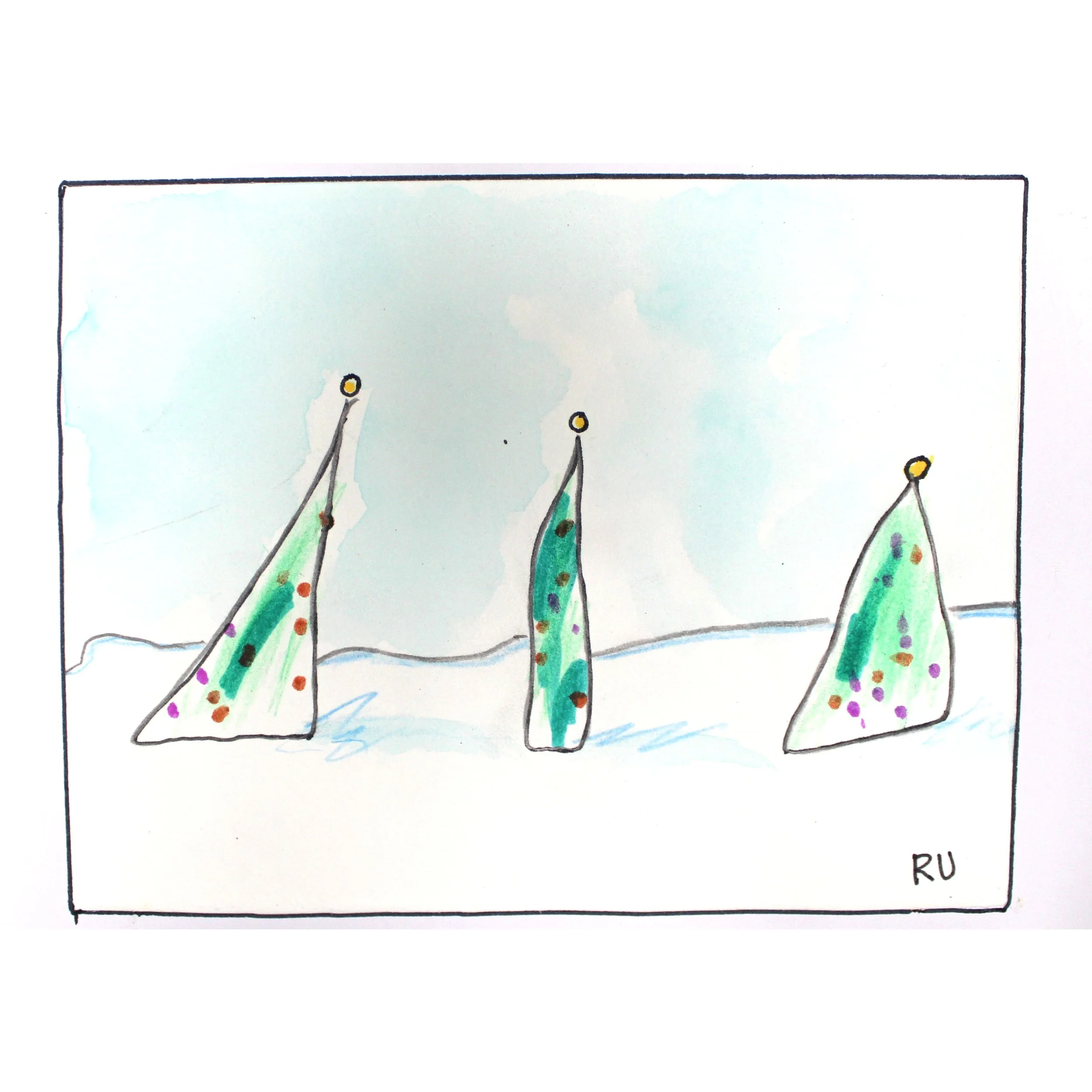 Christmas Trees Blank Card