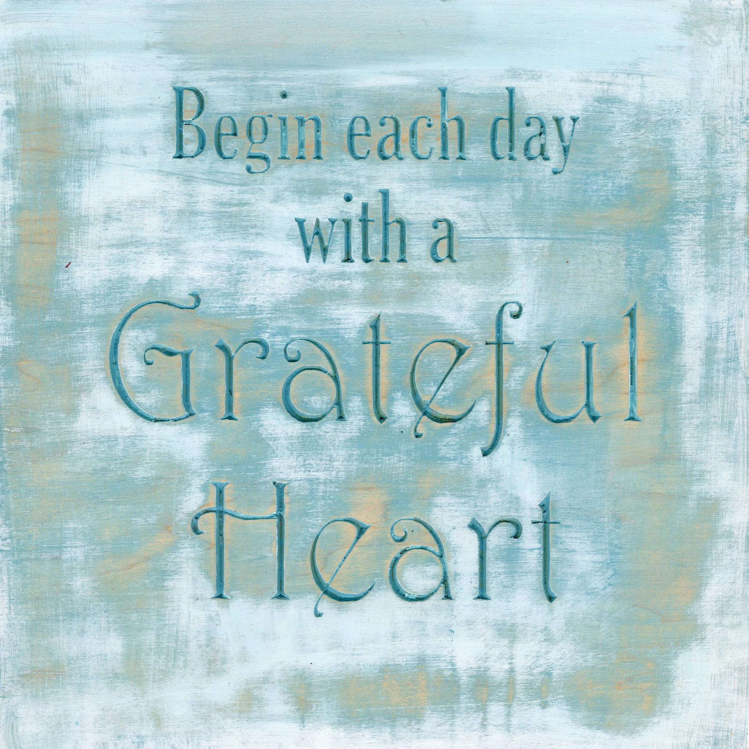 Grateful Heart CNC Engraved Wood