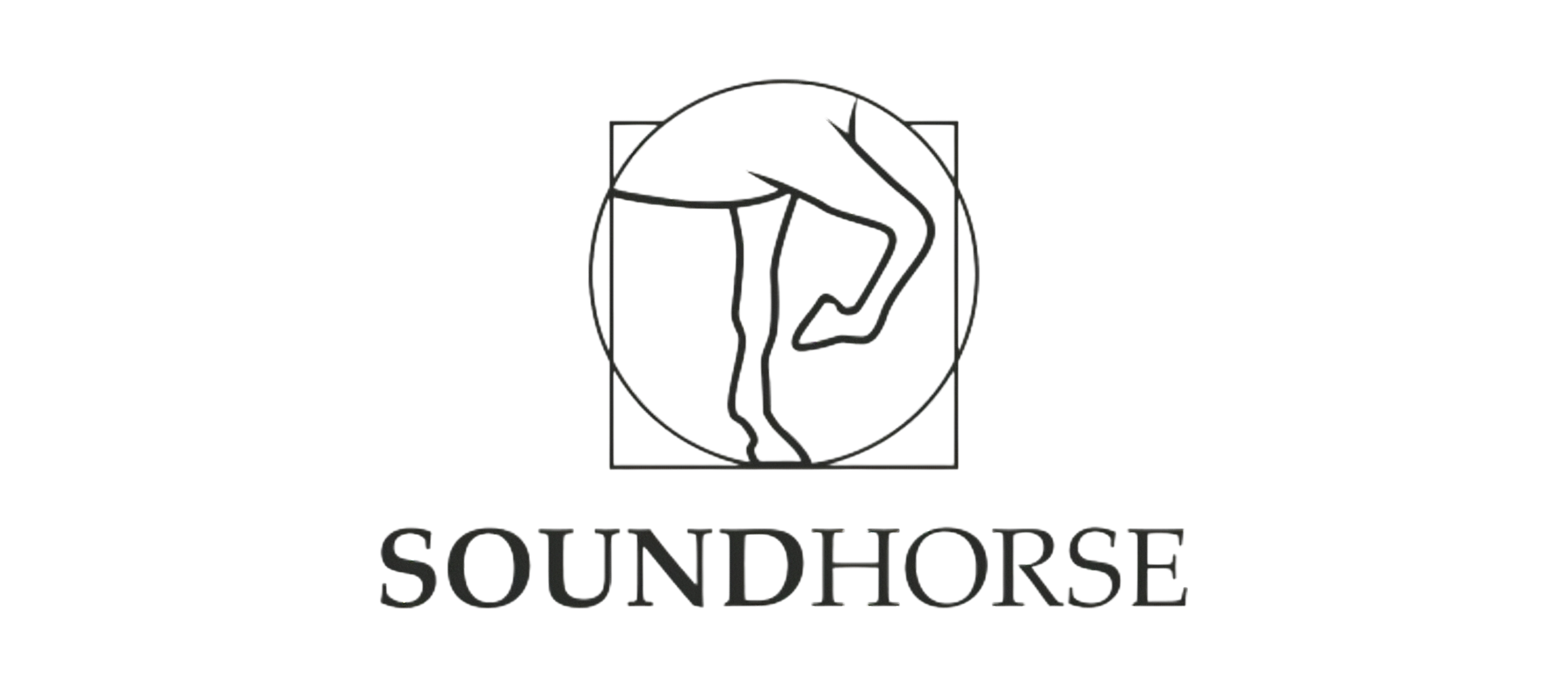 Logo of SoundHors with a black background, a stylized horse inside a circle, and the word 'SOUNDHORS' beneath it.