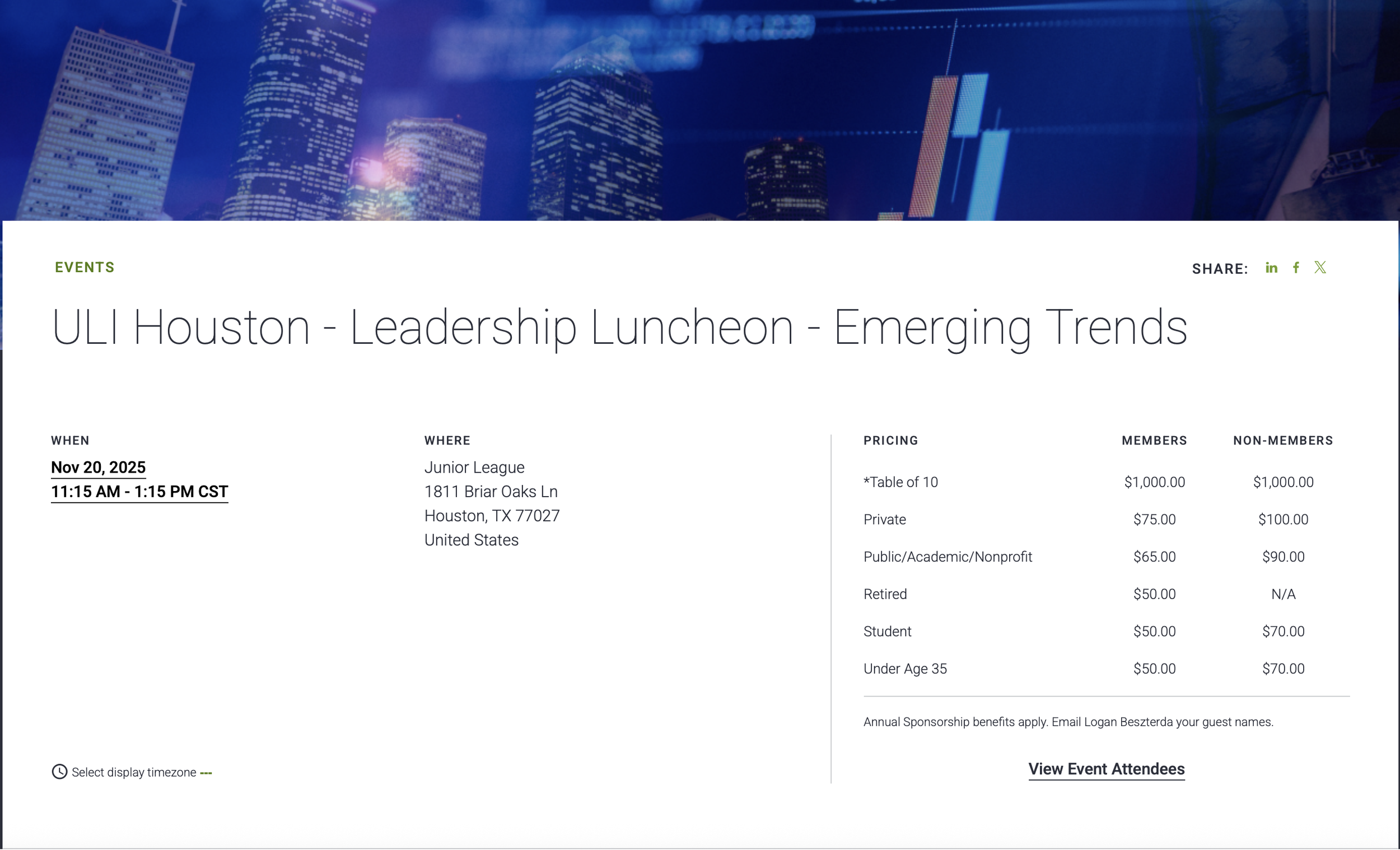 ULI Houston - Leadership Luncheon - Emerging Trends