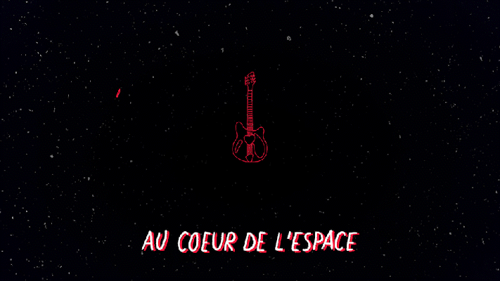 Musique, illustration espace coeur et guitares - clip M 6