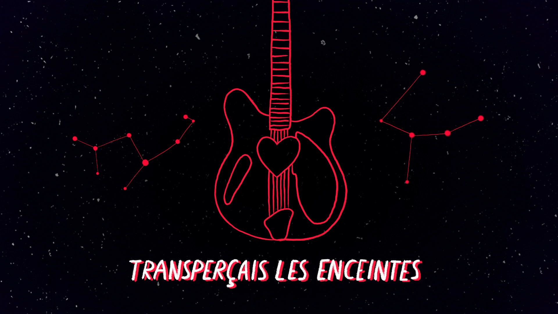 Musique, illustration espace, planète et guitare- clip M