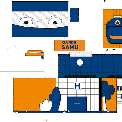 Illustration hopital, santé, urgence, pompier