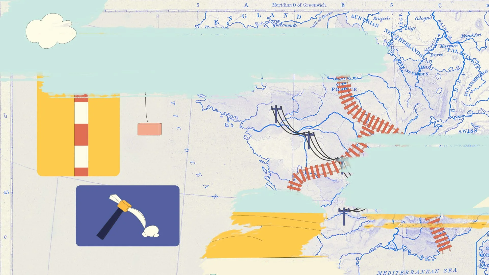 Documentaire vinci, map france, chemin de fer illustré concession