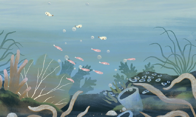 animation - poissons fond marin, musique classique