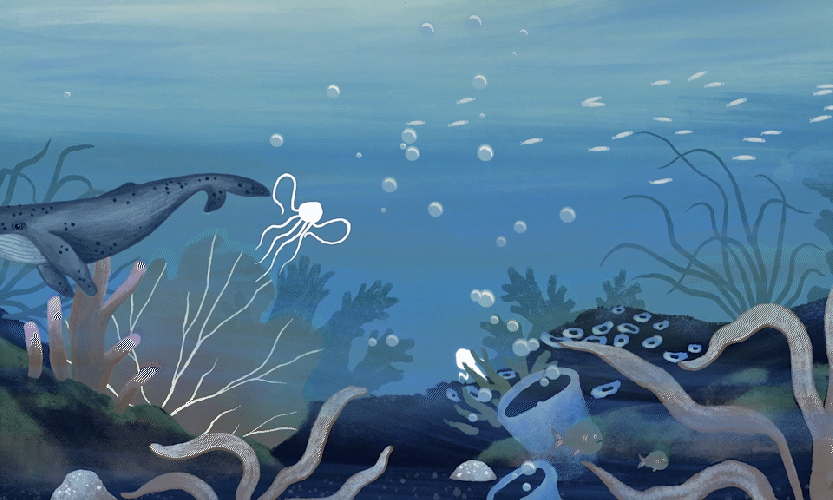 animation - fond marins, pieuvre musique classique