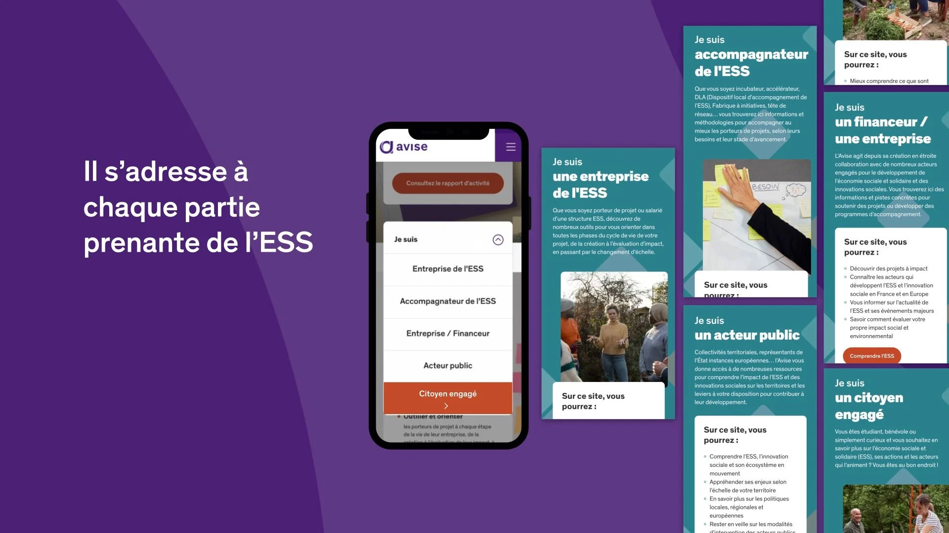 Avise.org nouveau site, interface application