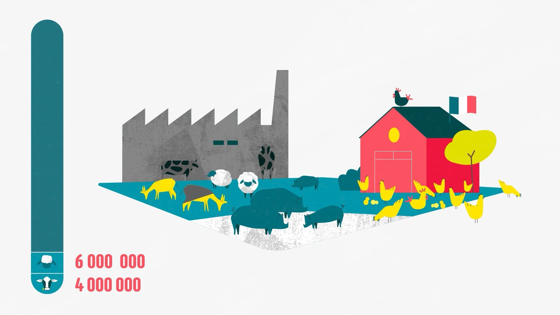 L214 - illustration animaux ferme par Capucine Bertin