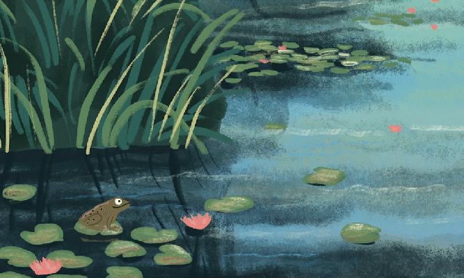 animation - Crapeau, poisson et libellule musique classique