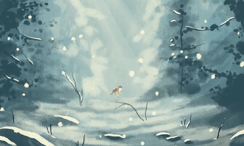 animation - neige oiseau musique classique