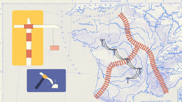 Documentaire vinci, map france, chemin de fer train illustré 