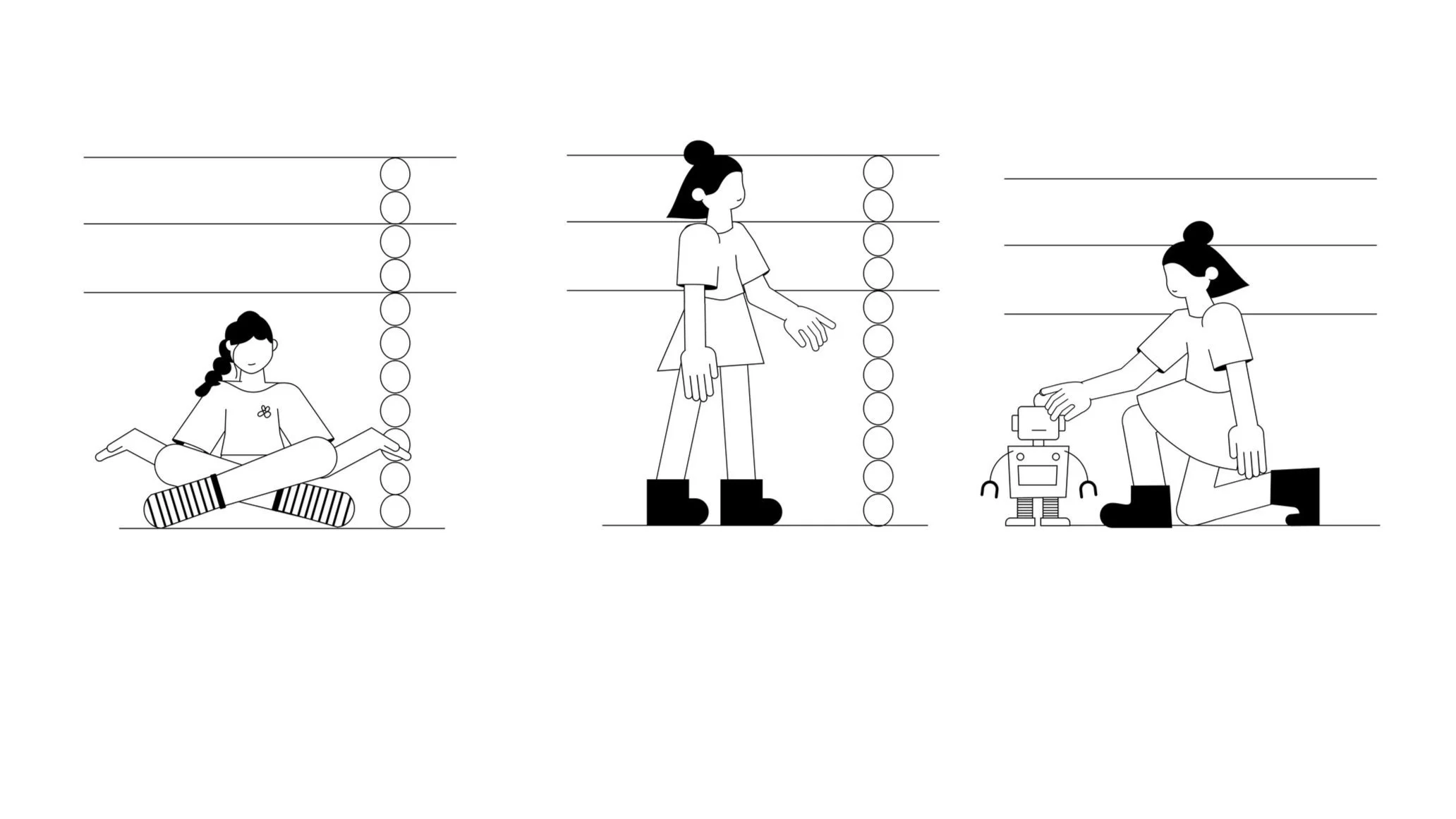 PersonnageEnfant Fille_Personnage Facteur_Learning ecosystem, illustration