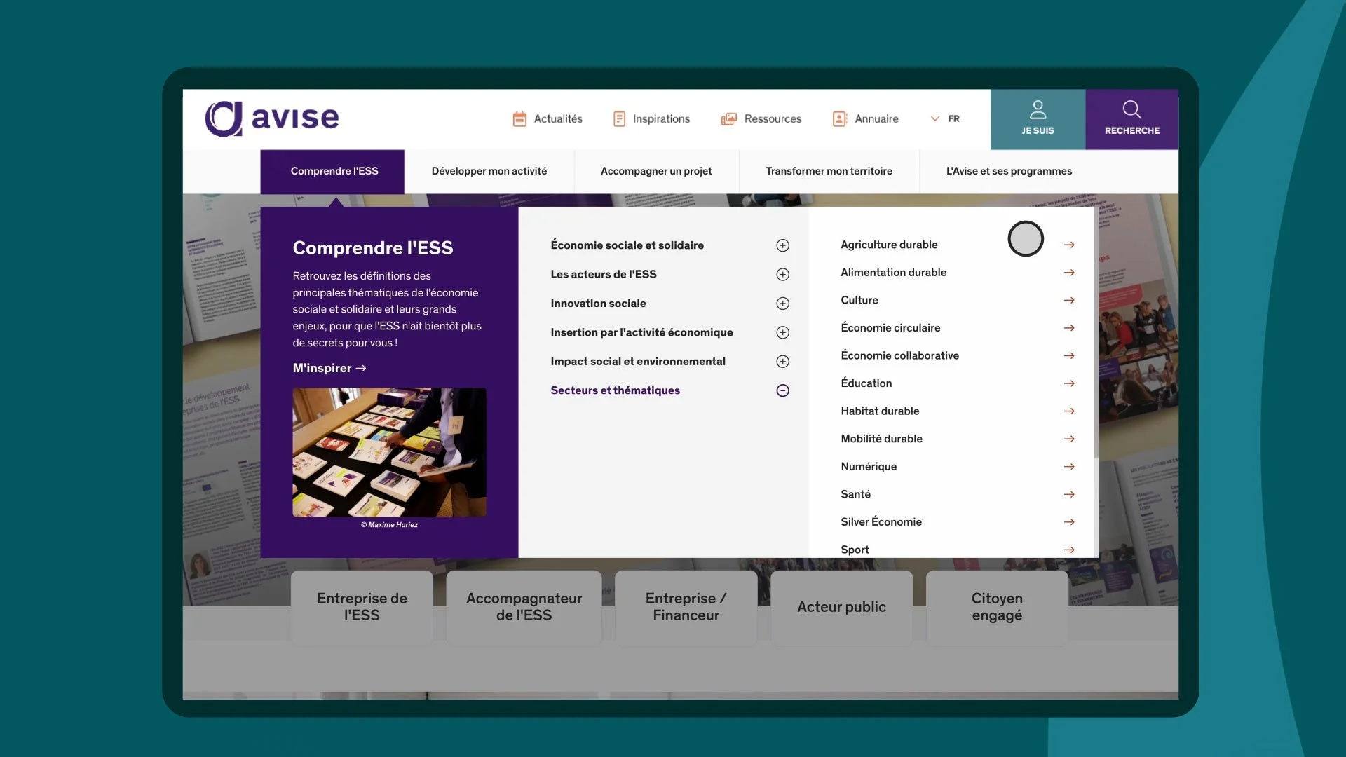 Avise.org nouveau site, interface web