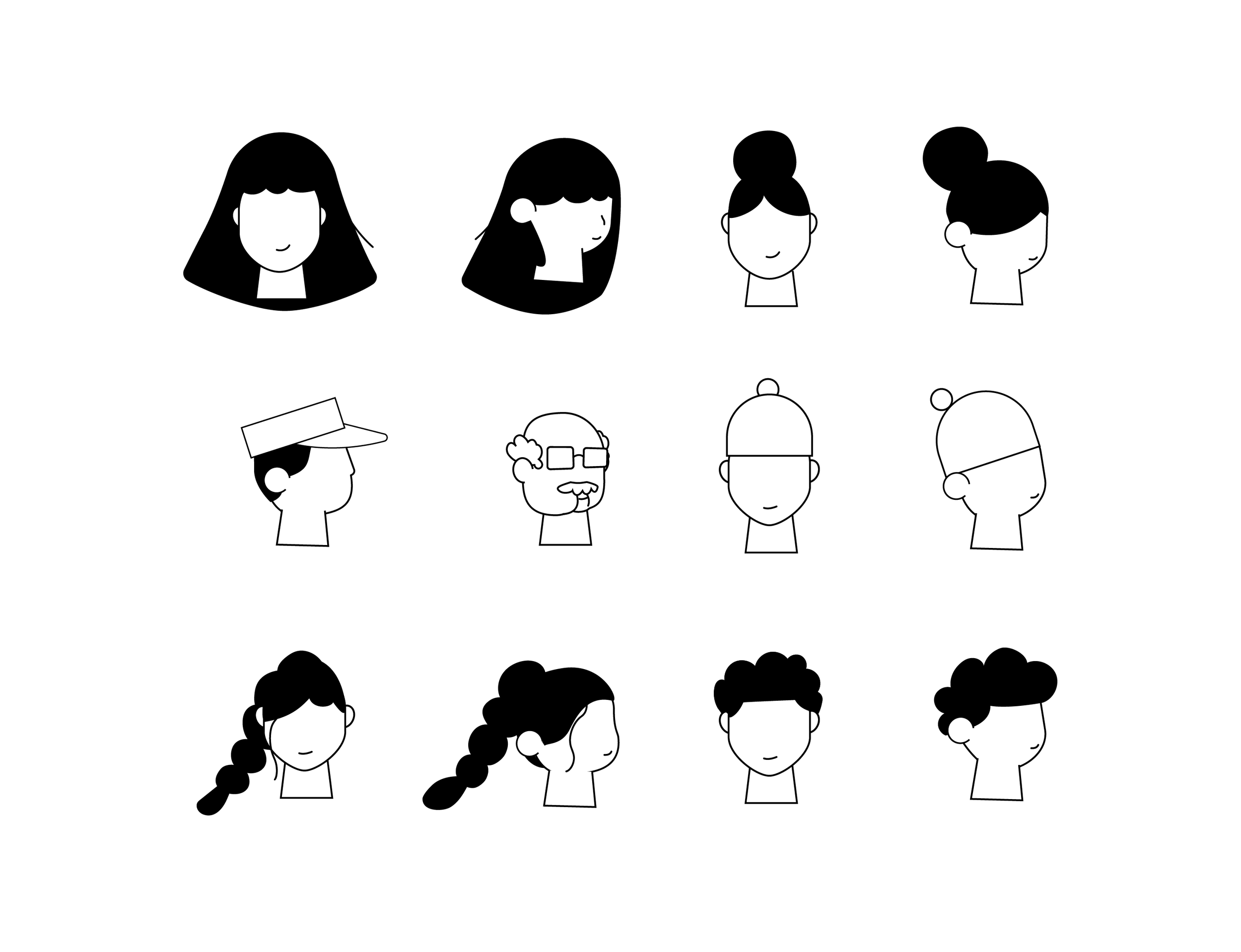 Learning ecosystem, personnages tête visage illu