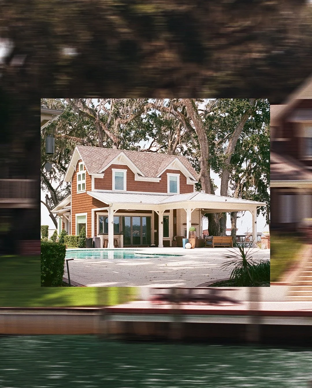 We have a style and we tend to stick to it. Except for when we don&rsquo;t. 

Some friends of Colour already had a home on the St. John&rsquo;s River and needed a finishing touch of a pool house. We were happy to help and while it might look differen