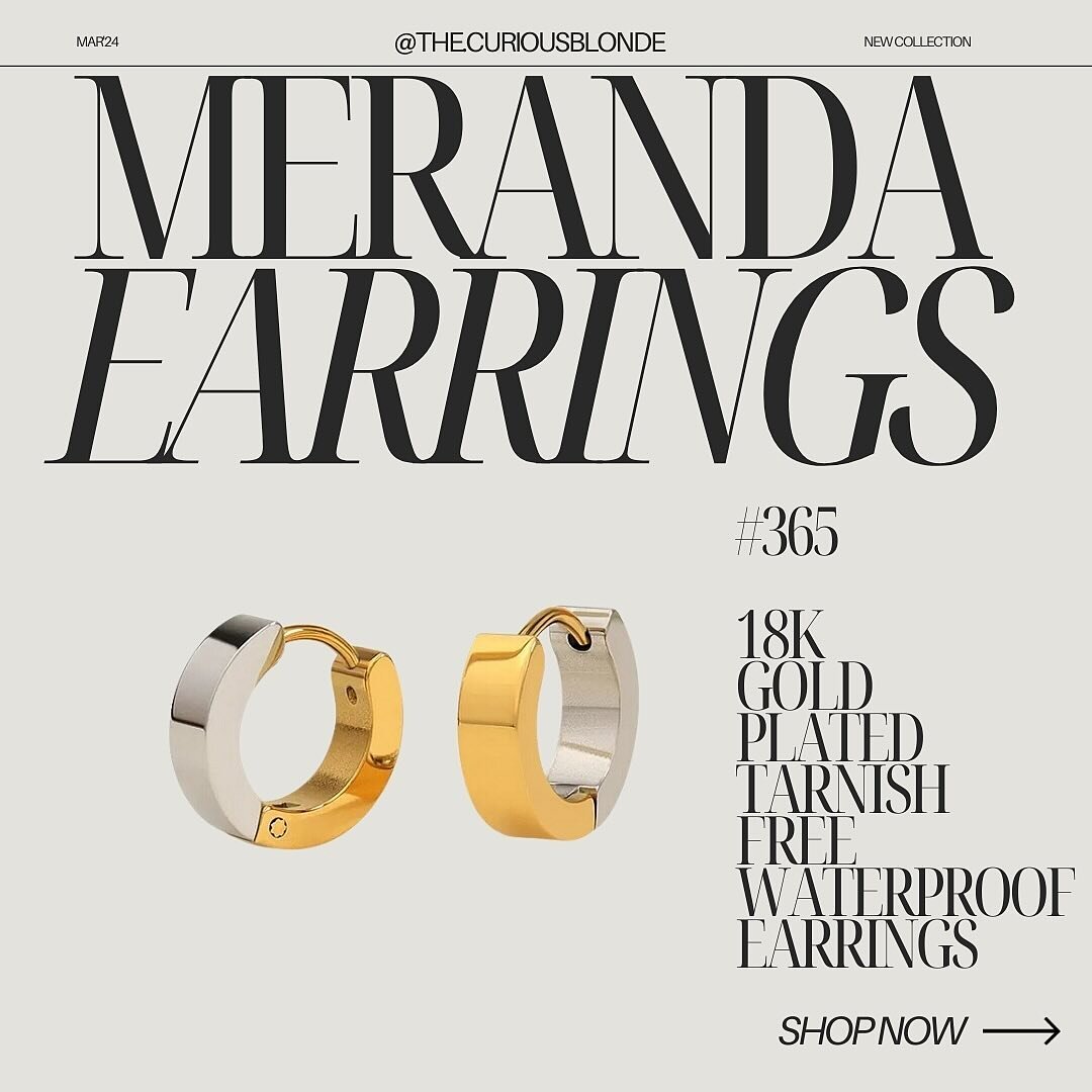 Meranda Two Tone Earrings
18k Gold Plated Stainless Steel
Tarnish Free
Waterproof