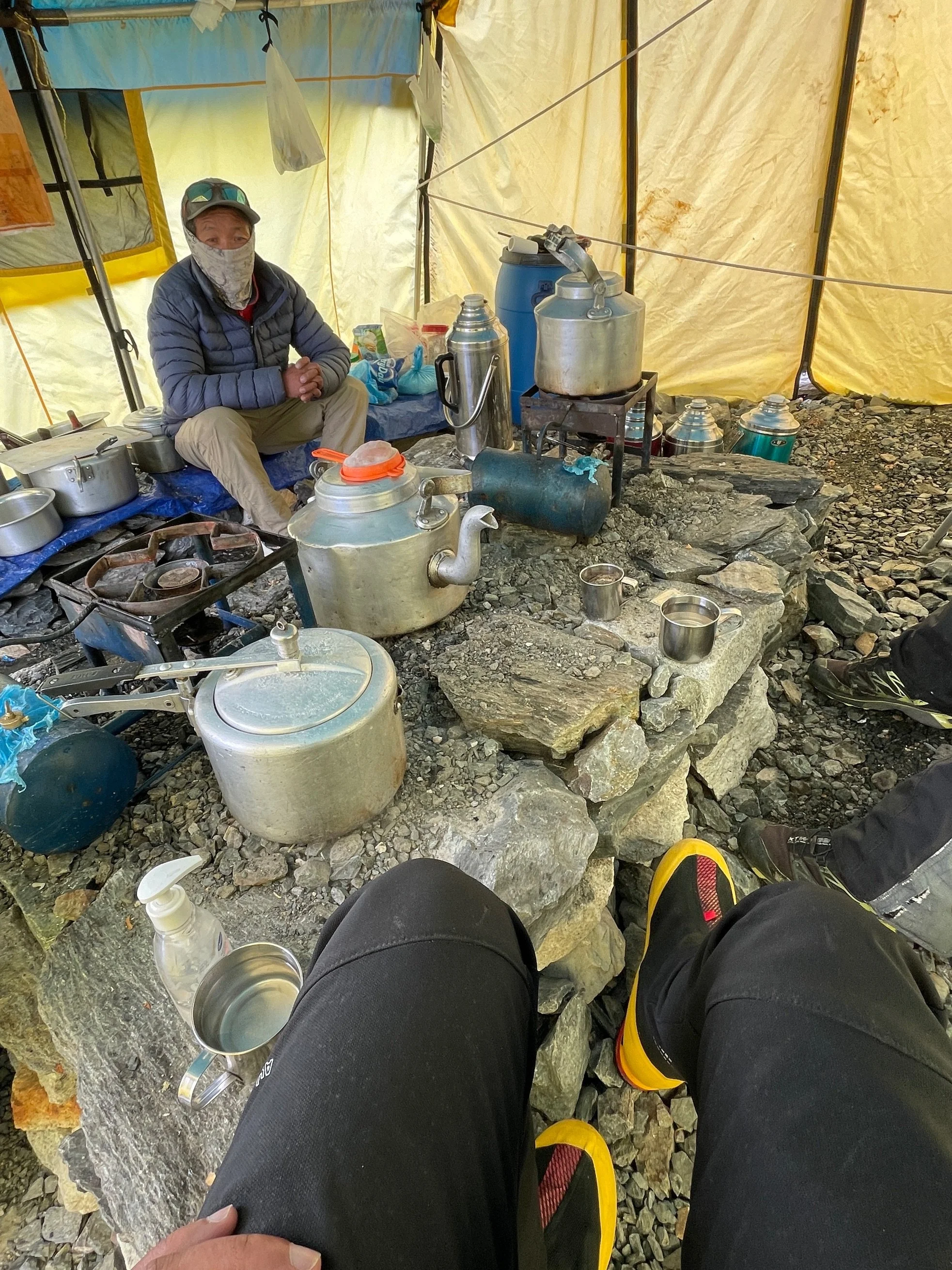Aera - Camp 2 tent food on Mount Everest Himalayas mountain