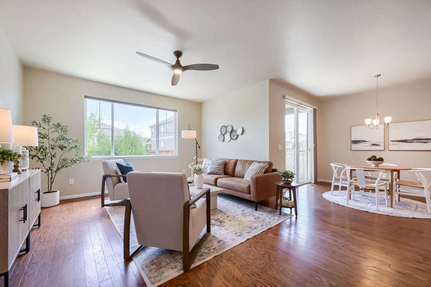 living room and dining room