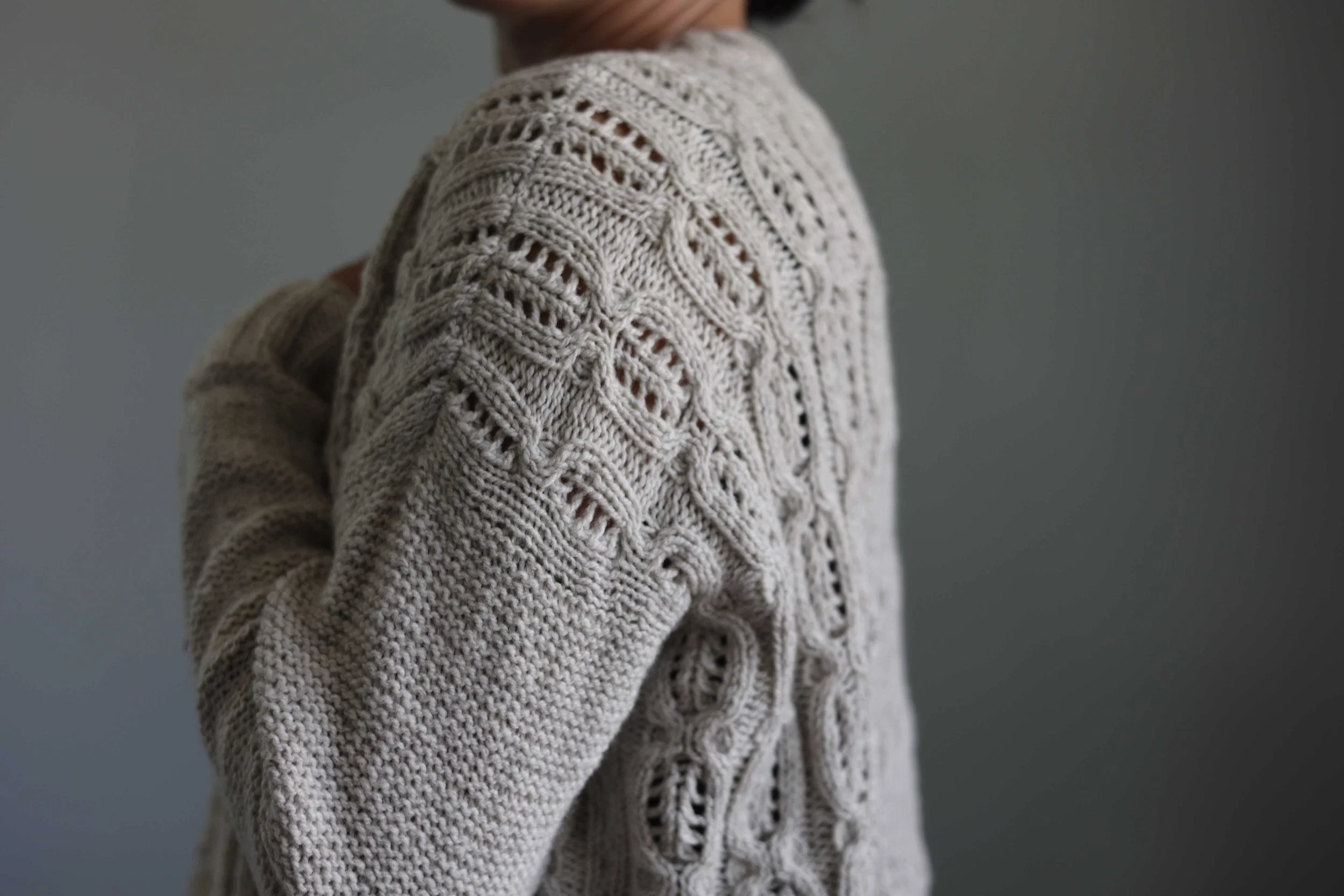 A cable and lace DK weight sweater