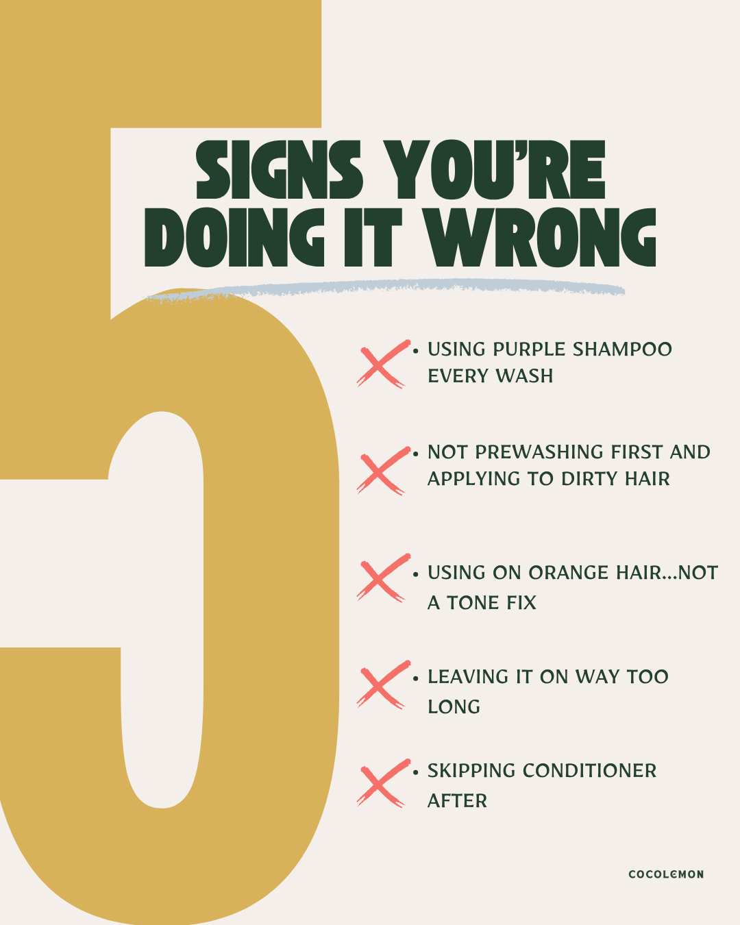 CocoLemons hair tips on the signs of incorrectly using purple shampoo