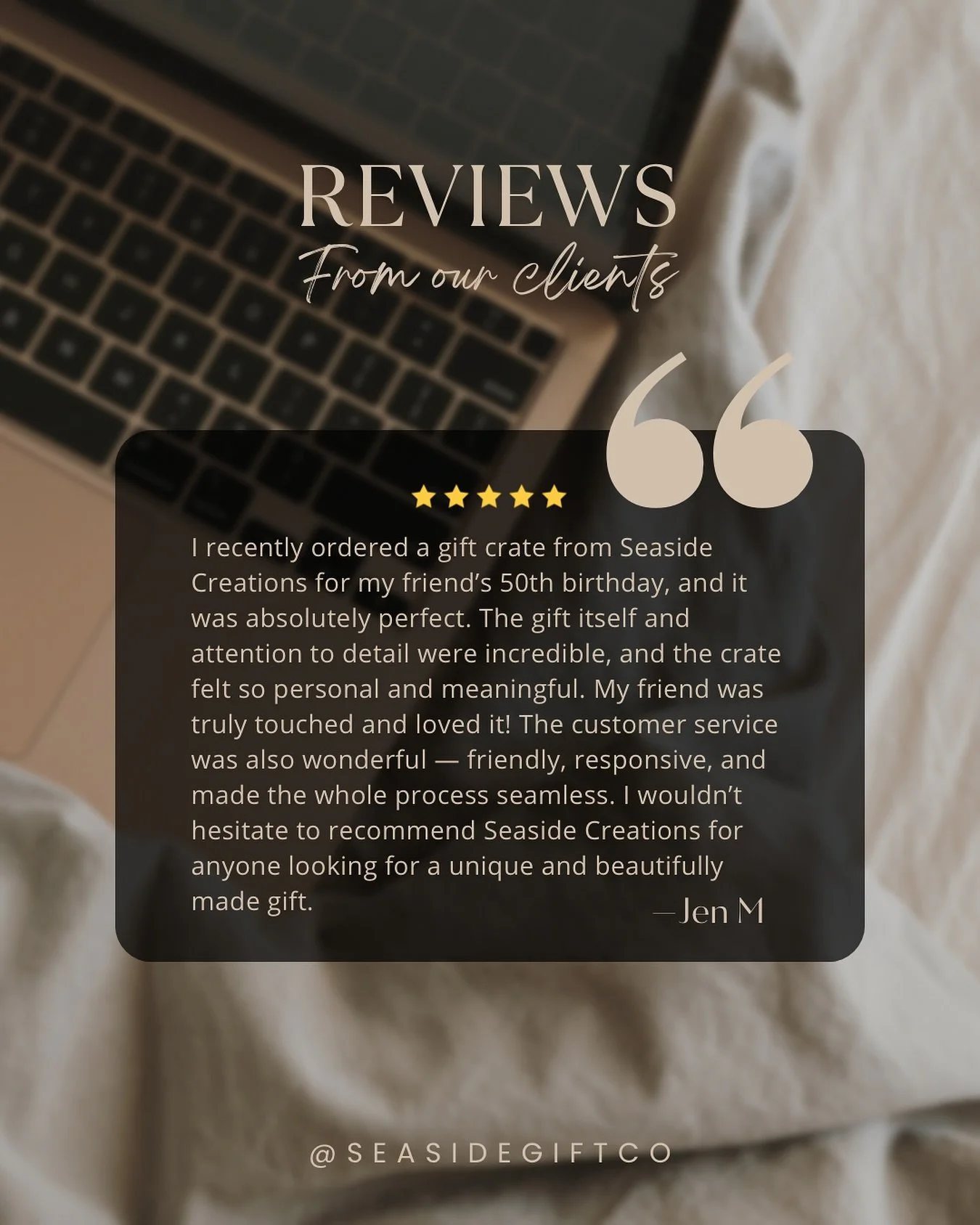 ✨ Thoughtful. Personal. Unforgettable. ✨

We love hearing stories like this! 💌 Our mission at Seaside Creations is to make gifting easy, meaningful, and memorable &mdash; whether it&rsquo;s a milestone birthday, corporate celebration, or &ldquo;just